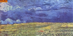 Feld unter Sturmhimmel nach van Gogh